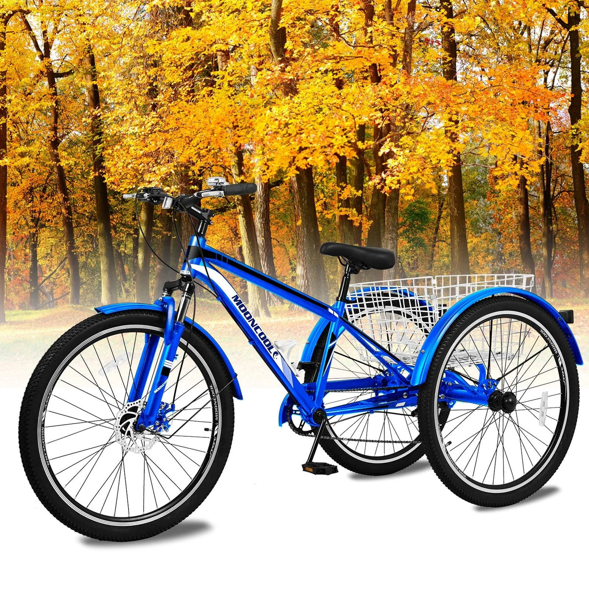 MOPHOTO 7 Speed 27.5" Adult Mountain Tricycle, Exercise Men'S Women'S Bicycle, 3 Wheel Cruiser Bike