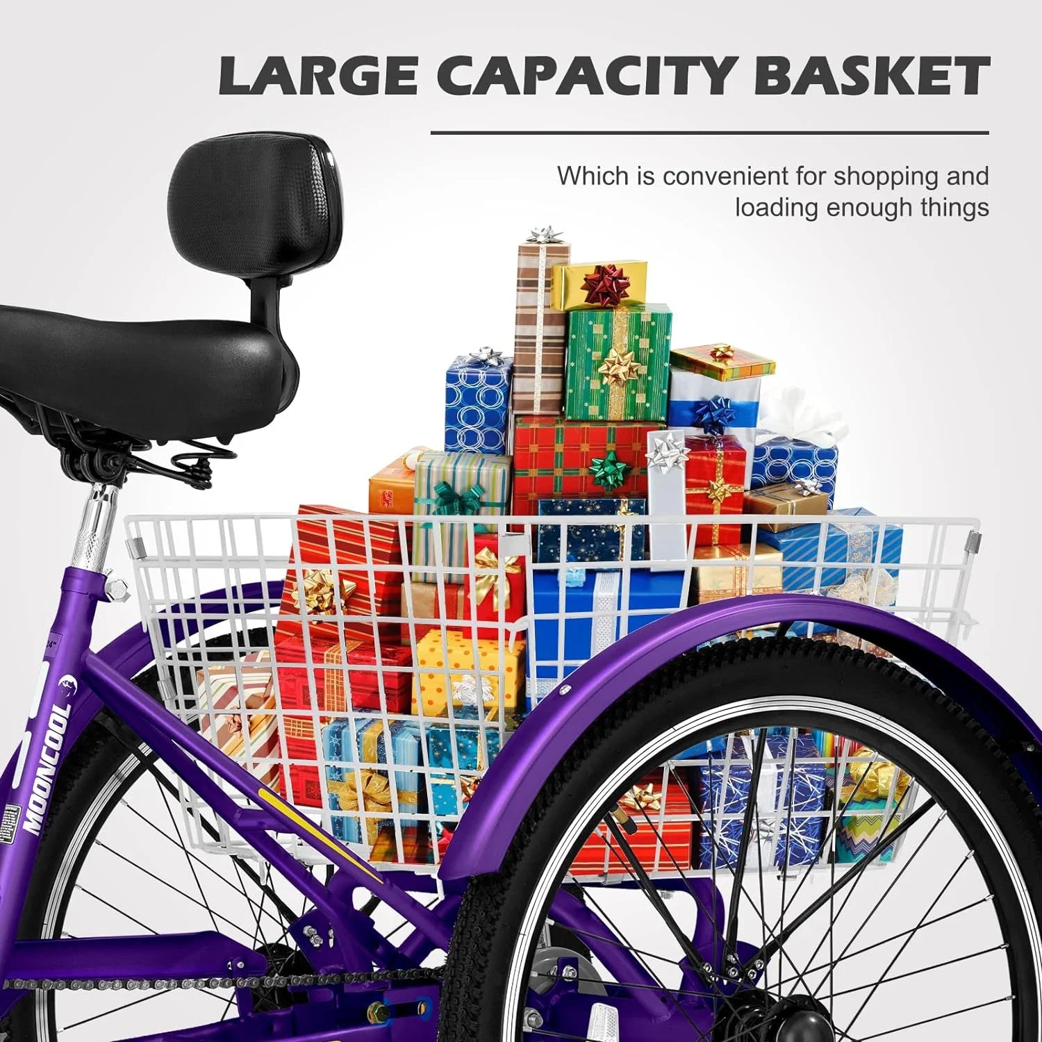 FICISOG 7 Speed Adult Tricycle for Women, 20/24/26 in Adult Trike with Basket, 3 Wheel Bikes for Adults Seniors, Cruise Trike for Shopping Picnic