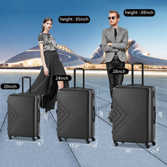 3 Piece Blue Luggage Travel Set, 20" 24" 28" Carry on Luggage with Spinner Wheels, Lightweight Hard Case Luggage Travel Suitcase Christmas Gifts for Business Trip Holiday Travel Cruise