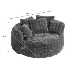Wiilayok 58'' Oversized Chaise Lounge Chair Indoor, Thickened Backrest Sleeper Sofa Couch with Soft Pillows for Living Room, Gray