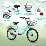 20 in Kids Bike for Boys Girls, 1 Speed Children Bicycle with Basket, Rear Seat, Chain Guard, Coaster Brake and V - Brake, Steel Frame Kids Bike for Ages 6 - 12 Years Old Birthday Gift, Purple