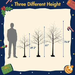 AECOJOY 3 Pac Christmas Tree with Purple Lights, 4FT 5FT and 6FT, Lighted Black Tree for Halloween Decoration
