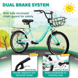 20 in Kids Bike for Boys Girls, 1 Speed Children Bicycle with Basket, Rear Seat, Chain Guard, Coaster Brake and V - Brake, Steel Frame Kids Bike for Ages 6 - 12 Years Old Birthday Gift, Purple