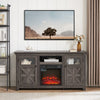 60" Farmhouse Fireplace TV Stand for Tvs up to 70 in, Entertainment Center with 18" Electric Fireplace, Rustic TV with Glass Barn Doors for Living Room, Adjustable Shelf