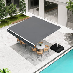 AECOJOY Free Standing Retractable Awning, 13'x8' Patio Awnings Outdoor Manual Sun Shade Shelter, Dark Grey