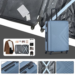 3 Piece Blue Luggage Travel Set, 20" 24" 28" Carry on Luggage with Spinner Wheels, Lightweight Hard Case Luggage Travel Suitcase Christmas Gifts for Business Trip Holiday Travel Cruise