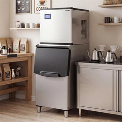 450 LBS/24H Commercial Split Ice Maker, Stainless Steel Ice Machine with 250 LBS Storage Bin, Self-Cleaning & Air Cooled for Restaurant Bar Cafe Hotel