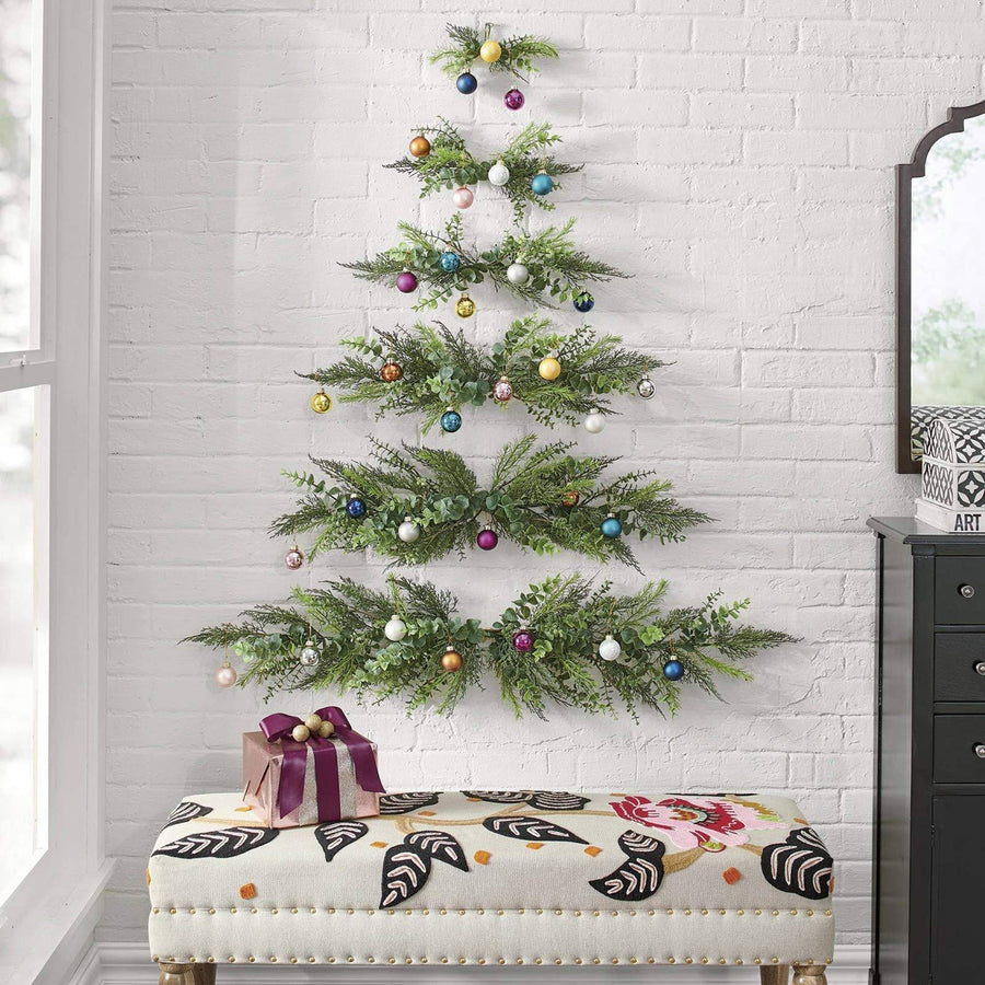 Christmas Tree Wall Decoration, Mini Christmas Tree Wall Hanging, Wall Hanging Christmas Tree with Bells,Wall Christmas Tree Hanging Decorations for