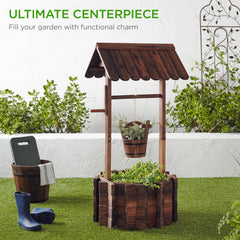 Best Choice Products Rustic Wooden Wishing Well Planter Outdoor Home Decor for Patio, Garden, Yard W/ Hanging Bucket