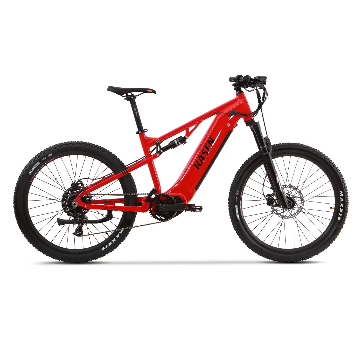Kasen Electric Mountain Bike Mid - Driven 500w 48v 15ah Full Suspension Throttle and Pedal Assist
