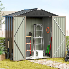 Devoko 4�G6 ft.Patio Metal Shed, Lockable Garden Shed for Outdoor Backyard Patio Storage