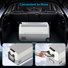 DISHUP 12V Portable Car Refrigerator, 53QT(50 L) Electric Cooler with Dual Zone, DC & AC, Ideal for RV, Camping, Travel, Truck