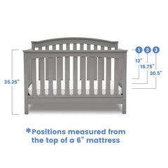 Delta Children Waverly 6 - in - 1 Convertible Baby Crib. Grey