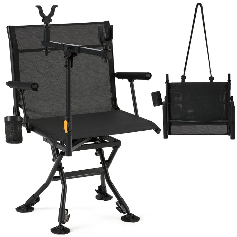 AECOJOY Hunting Chair with Rest, 360° Swivel, Adjustable Shooting Support, Portable for Blind or Range