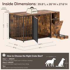 AECOJOY Dog Crate Furniture with Storage Cabinet, 42 Inch Wooden & Steel Decorative Indoor Kennel, Pet Cage End Table