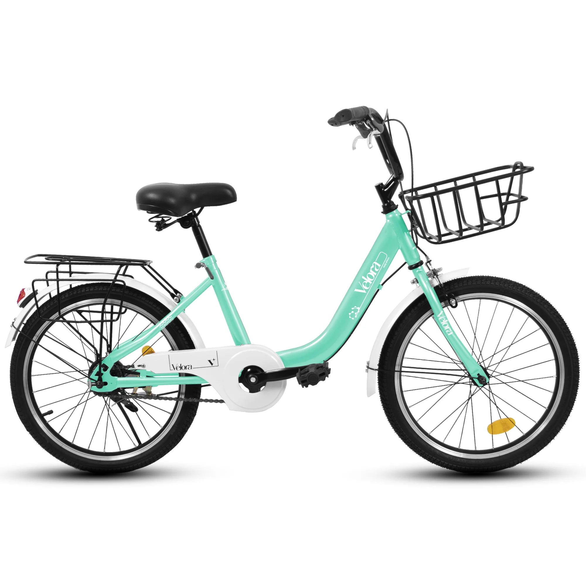 20 in Kids Bike for Boys Girls, 1 Speed Children Bicycle with Basket, Rear Seat, Chain Guard, Coaster Brake and V - Brake, Steel Frame Kids Bike for Ages 6 - 12 Years Old Birthday Gift, Purple