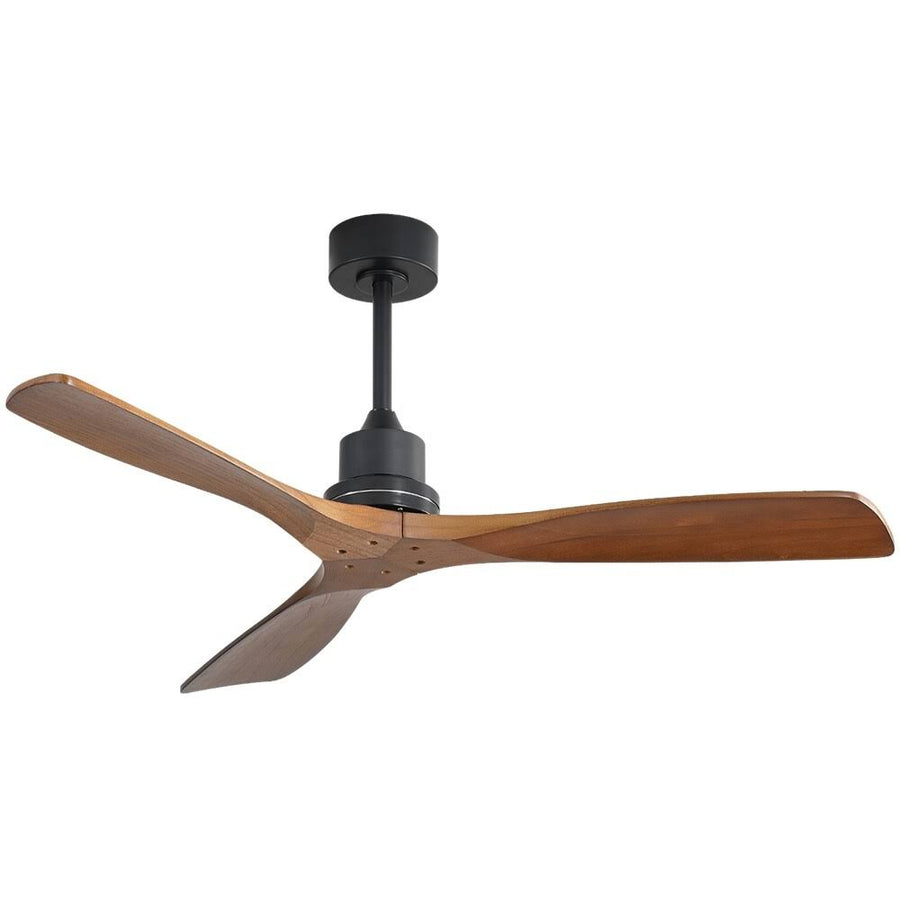 52 inch Indoor and Outdoor Downrod Solid Wood Ceiling Fan with Remote,Integrated Light Optional Black and Brown Blades Without Integrated Light N/A