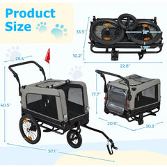 AECOJOY Dog Bike Trailer, Large 57'' Pet Bicycle Carrier for Small and Medium Dogs