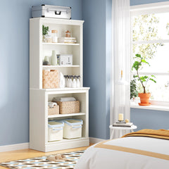 Bevfint 72" Tall Bookcase, White Large Floor Standing Bookshelf, 5 Tier Shelves Open Storage Organizer, Book Case for Living Room Hallway Kitchen Home Office Bedroom, White - 5 Tier