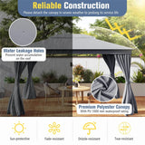 10 x 13 FT Patio Gazebo, Double-Roof Outdoor Canopy Tent with Mesh Netting & Privacy Curtains, Heavy-Duty Metal Frame Pavilion for Garden Yard