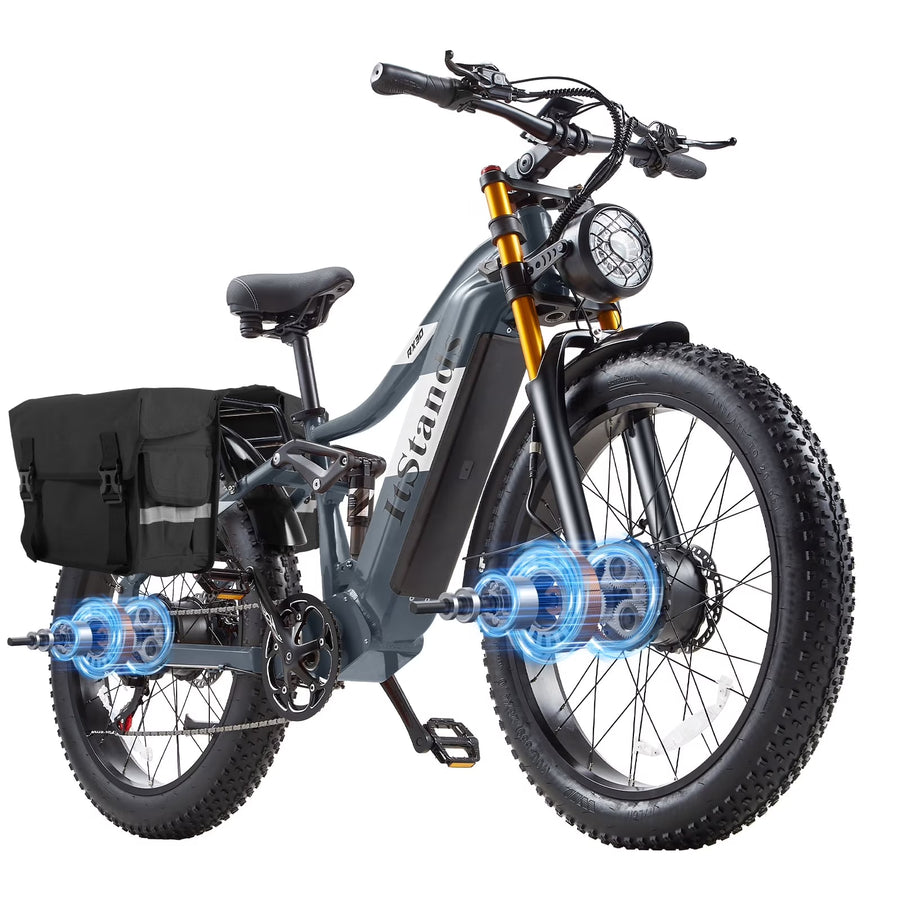 Dual Motors AWD 2000W Electric Bike for Adult 26'' UL2849 48V 30AH E - Mountain Bike 4.0 Fat Tire up to 35MPH&120miles Long Range Off - Road Ebike Dual Hydraulic Disc Brakes&Ful Suspension Electric Bicyc