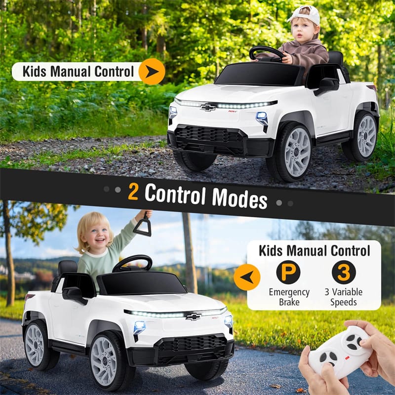 12V Licensed Chevrolet Ride On Truck Car Kids Electric Vehicle with Remote Control, Rear Storage, Lights, Music & Spring Suspension for Ages 3+