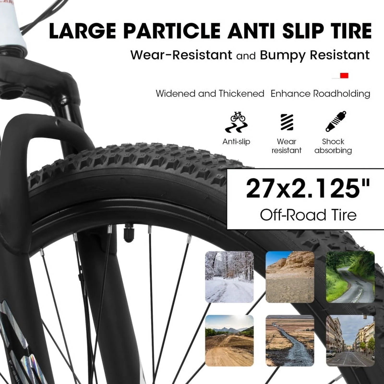 27 in Mountain Bike 21 Speed, Suspension Fork, Aluminum Frame Disc Brake, Mountain Biking for Both Men and Women