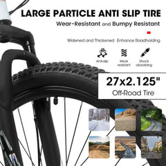 27 in Mountain Bike 21 Speed, Suspension Fork, Aluminum Frame Disc Brake, Mountain Biking for Both Men and Women