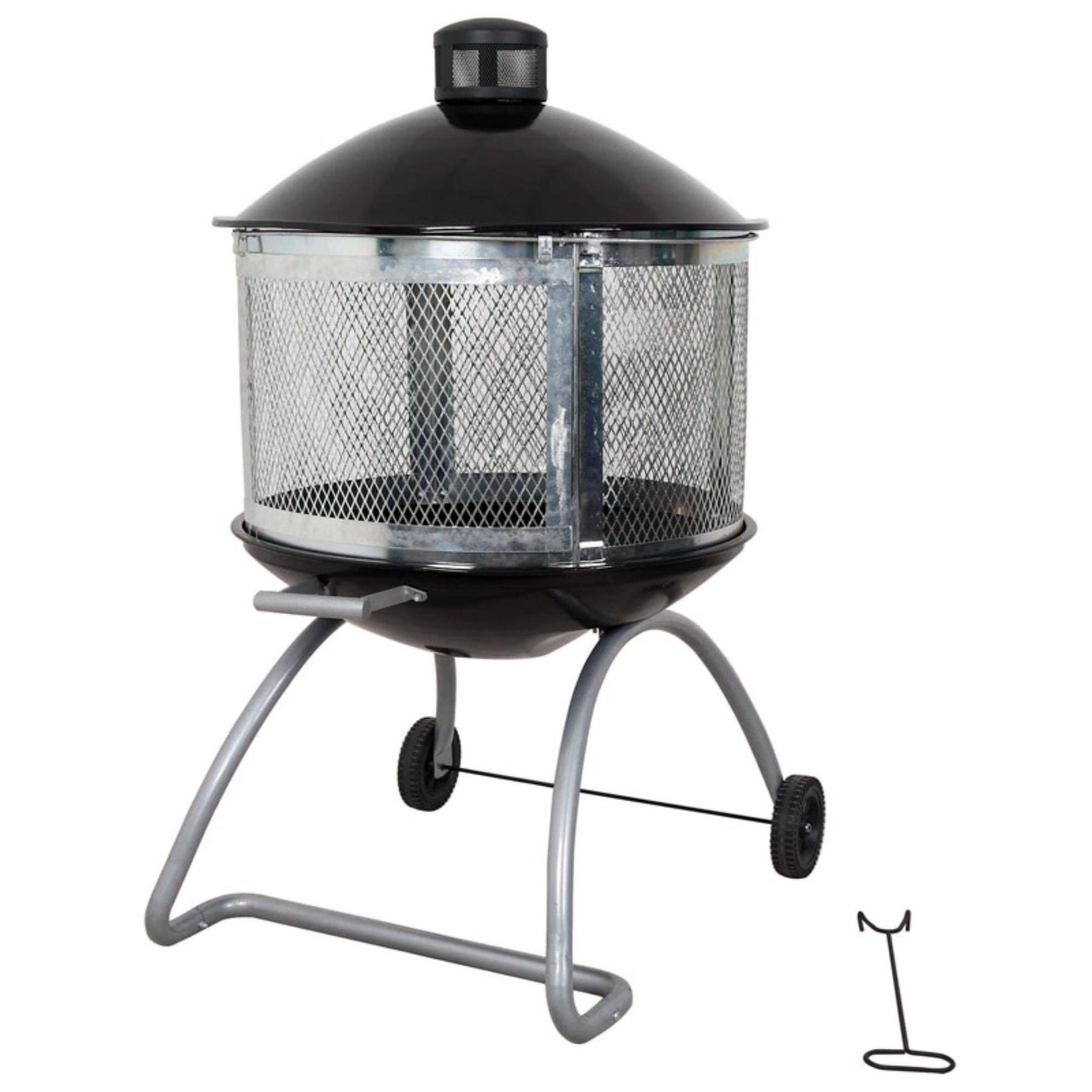 Living Accents 28 in. W Porcelain/Steel Round Wood Fire Pit, Black