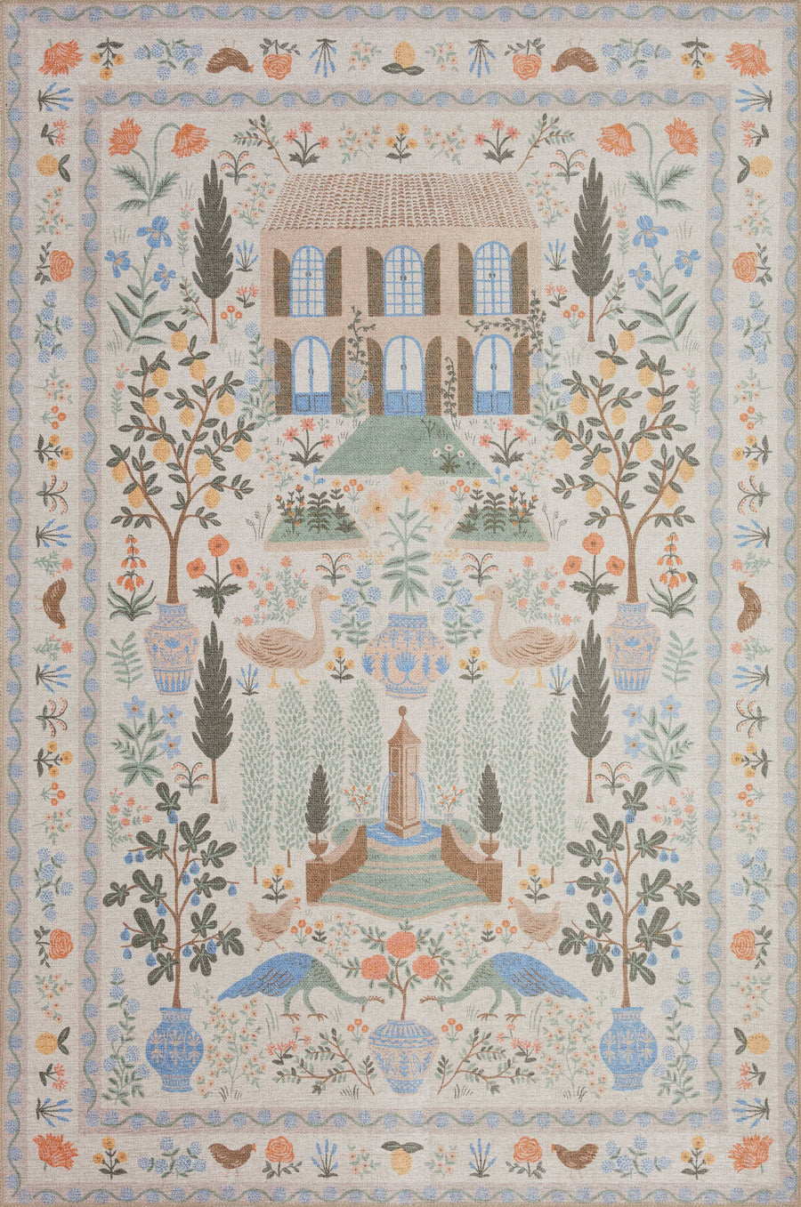 Loloi Rifle Paper Menagerie MEN-03 Rug, Cream / 2'3" x 5'