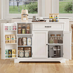 Coffee Bar, Lofka 42" Kitchen Storage Cabinet, Sideboard Buffet Cabinet with 8 Shelves, 1 Drawer