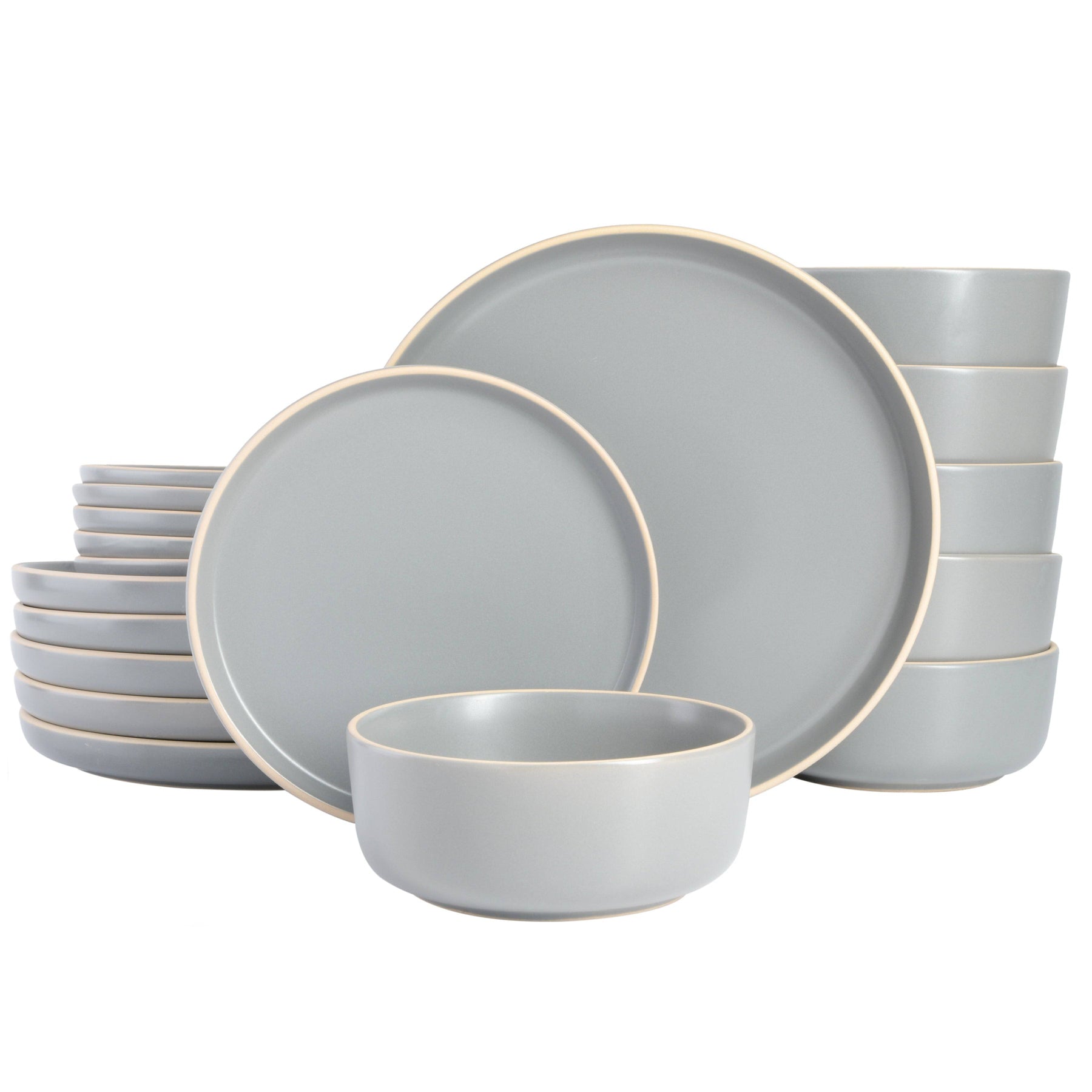Gibson Home Zuma 18-Piece Stoneware Dinnerware Set Gray