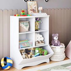 Homfa Kid'S Cubby Toy Storage Cabinet, Wood Toy Organizer of 5 Bins, Children'S White Bookcase, Toy Chest for Bedroom Living Room
