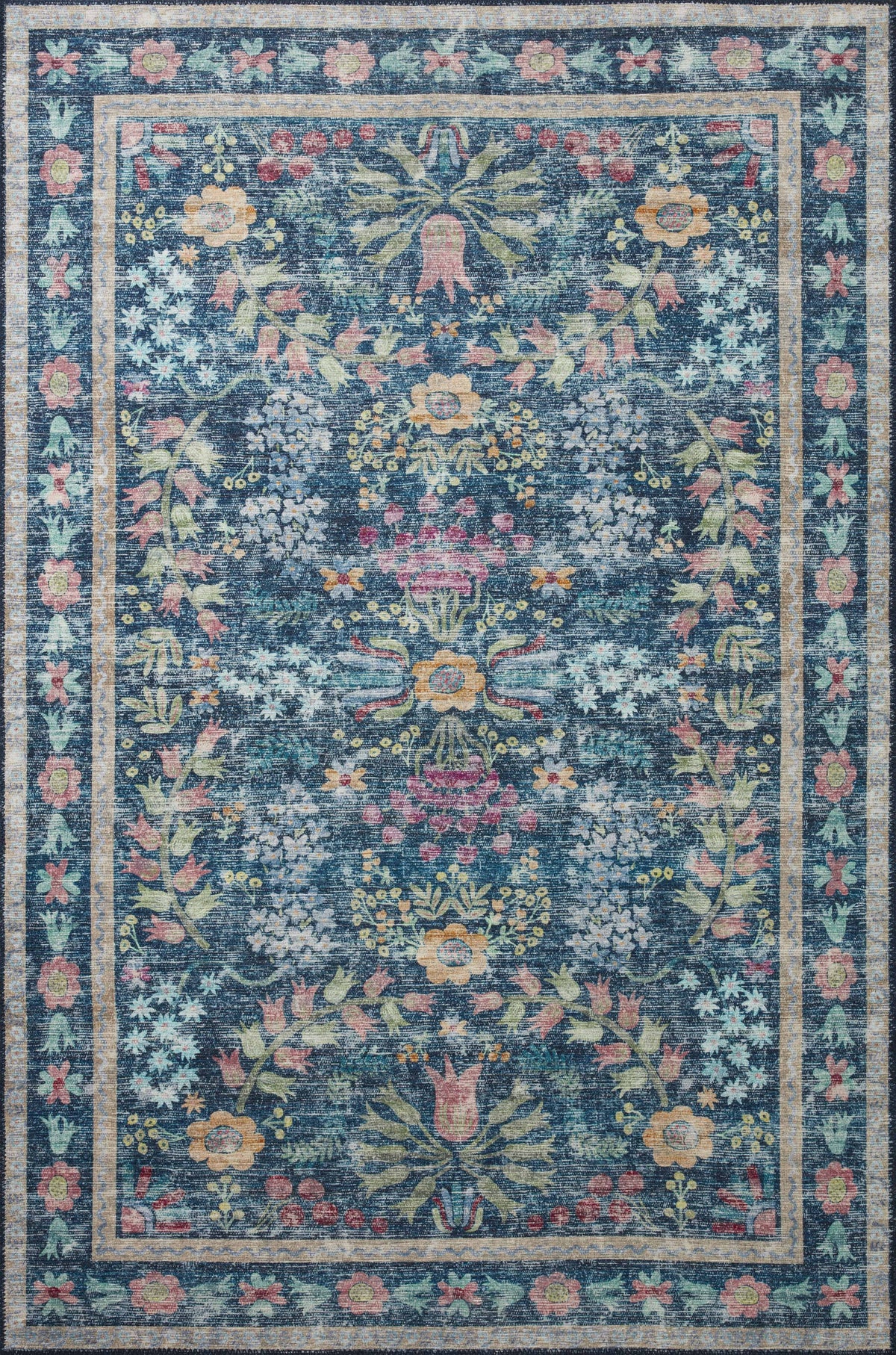 Rifle Paper Co. x Loloi 7'6" x 9'6" Blue/Multicolor Large Maison Frances (MAO-06) Area Rug