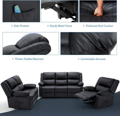 AECOJOY 3 PCS Recliner Sofa Set for Living Room Furniture Set