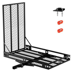 500 LBS Hitch Mount Cargo Carrier with Foldable Ramp, Heavy-Duty Mobility Scooter Wheelchair Carrier for SUV Cars with Stabilizer & 2 Tie-Down Straps