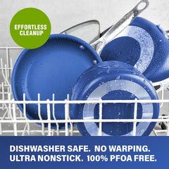 Classic Blue 20-Piece Aluminum Ultra-Durable Non-Stick Diamond Infused Cookware and Bakeware Set