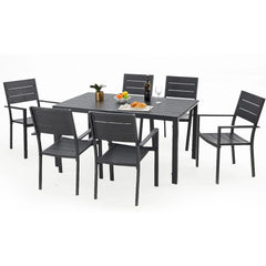 AECOJOY 60" Outdoor Dining Table, Aluminum Patio Table for 6
