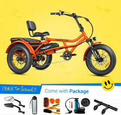 Addmotor M - 360II Semi - Recumbent Electric Trike, 85MI, Fat Tire 3 Wheel Electric Bike for Adults, 750W 48V 20ah Electric Tricycle for Seniors, 20" Electric Trike with Speed Differential, Green
