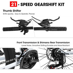 27 in Mountain Bike 21 Speed, Suspension Fork, Aluminum Frame Disc Brake, Mountain Biking for Both Men and Women