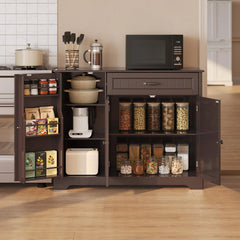 Coffee Bar, Lofka 42" Kitchen Storage Cabinet, Sideboard Buffet Cabinet with 8 Shelves, 1 Drawer