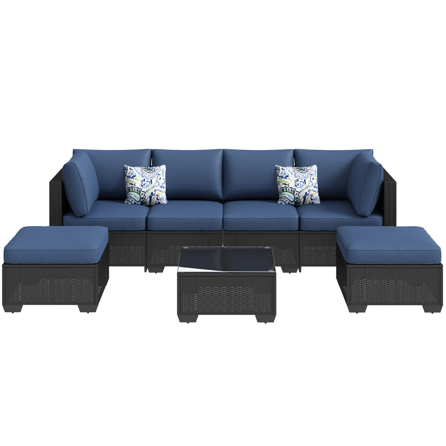 AECOJOY 7 Piece Outdoor Patio Furniture Set, Black & Navy