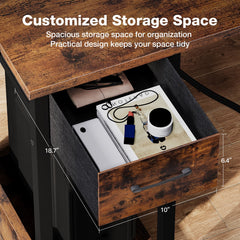 40 in Computer Desk with Power Outlets & LED Lights, Home Office Desk with 3 Drawers & Adjustable Monitor Shelf, , Writing Desk with Storage Bag, Vintage