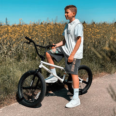 Cubsala 20 in Kids BMX Bike Freestylefor Age 6 - 14 Years Old Boys Girls with 4 Pegs, Black with Red Tires