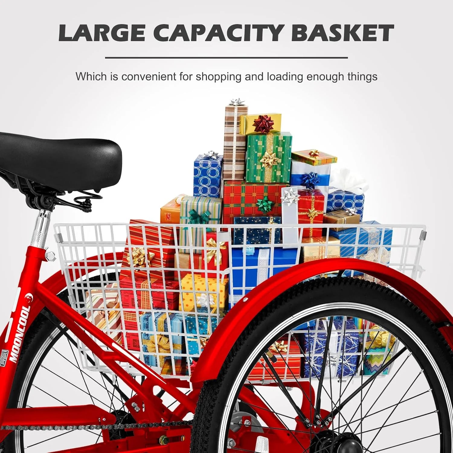 FICISOG 7 Speed Adult Tricycle for Women, 20/24/26 in Adult Trike with Basket, 3 Wheel Bikes for Adults Seniors, Cruise Trike for Shopping Picnic
