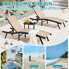 AECOJOY Outdoor Chaise Lounge, All Weather Pool Lounge Chairs Ergonomic Design (Beige, 2 PCs)