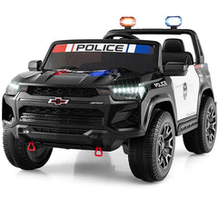 24V 4WD 2-Seater Ride on Police Car, Licensed Chevrolet Kids Electric Vehicle with Remote Control, Megaphone, Siren, Flashing LED Lights & Storage