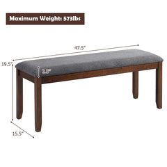 Costway Dining Bench Upholstered Entryway Bench Footstool Kitchen W/ Wood Legs