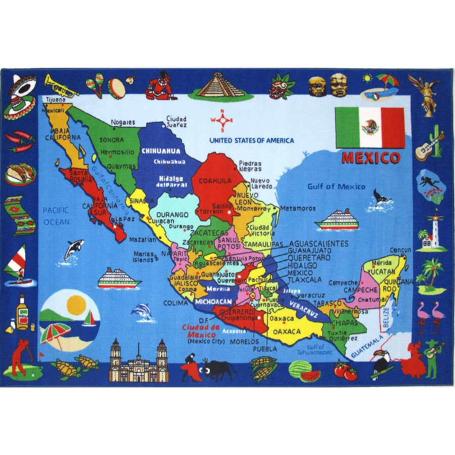Fun Rugs Map of Mexico 51"x78" Area Rug