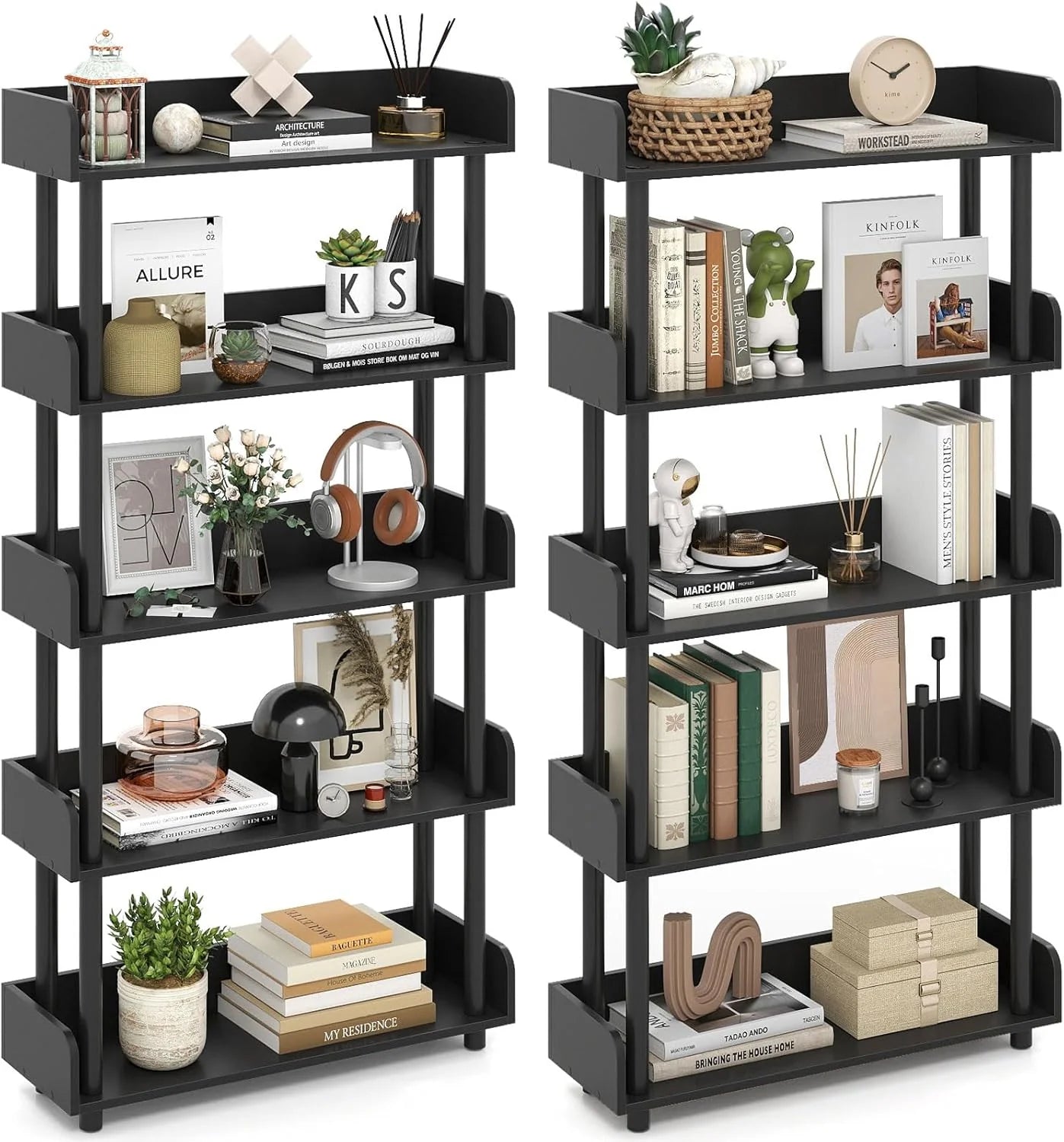 Tangkula 5-Tier Open Bookcase with Industrial Storage Unit